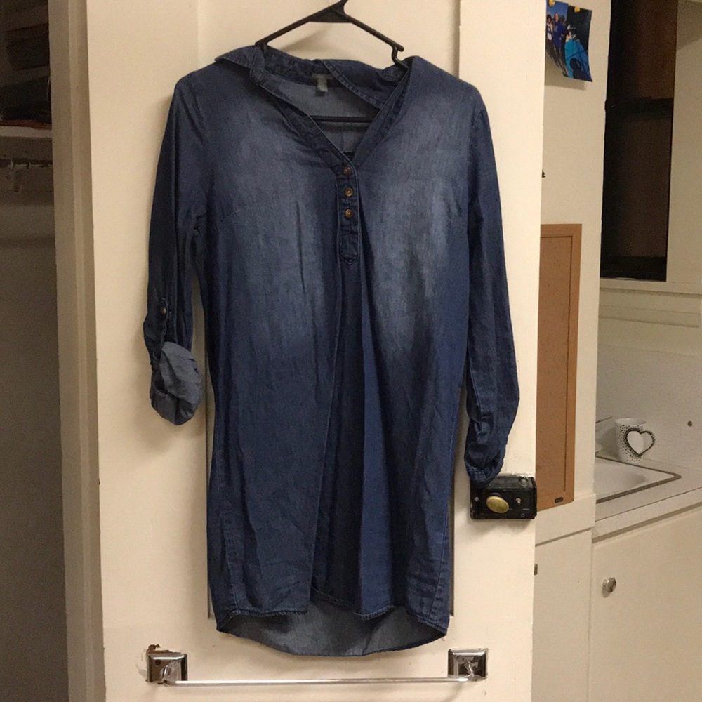 Blue jean distressed shirt/dress